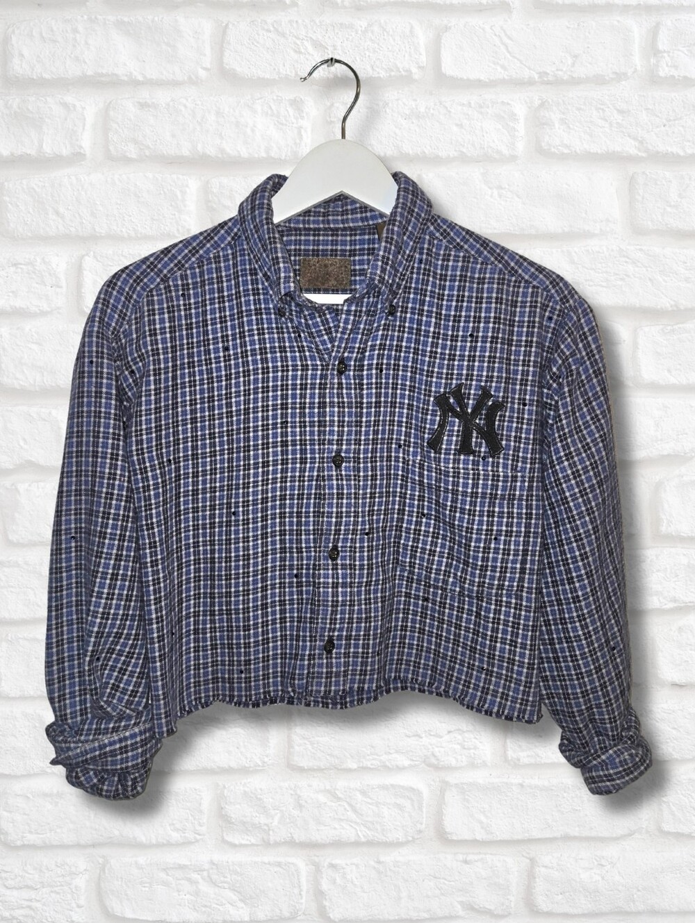 New York Yankees Crop Rhinestone Flannel